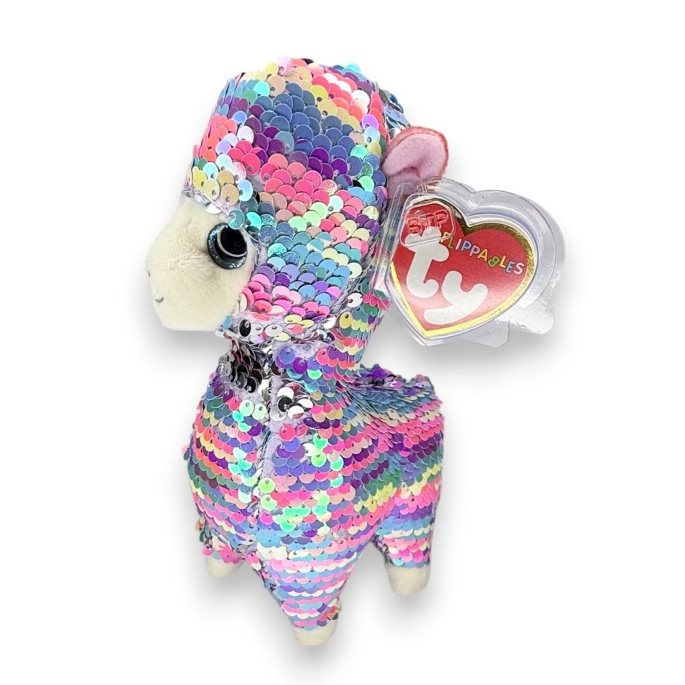 Lola the Llama | Rainbow Sequin Sparkle | Mint Heart Tag TY Flippables